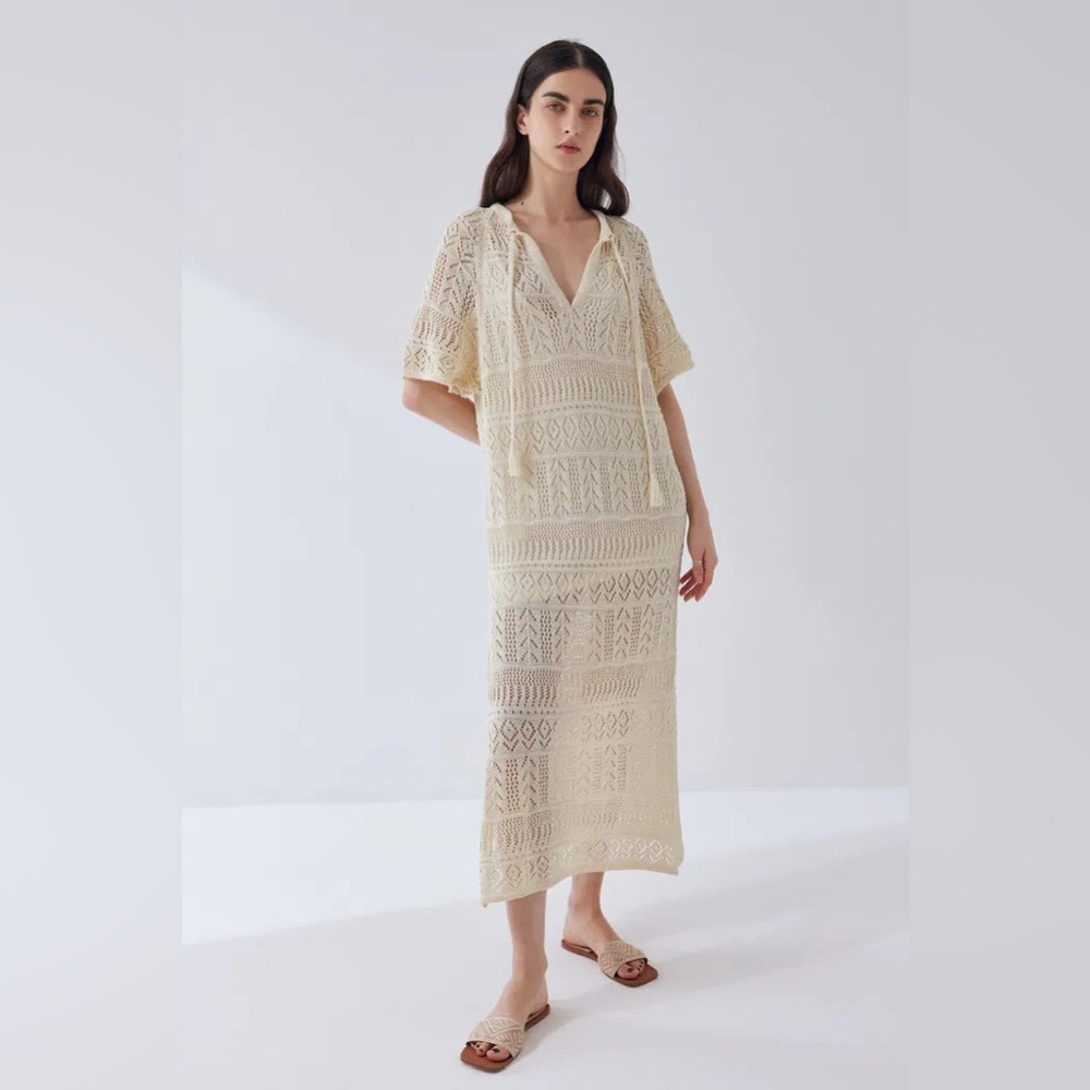 Fabrique Gabriela Handcrafted Crochet Dress in Light Yarn Knit